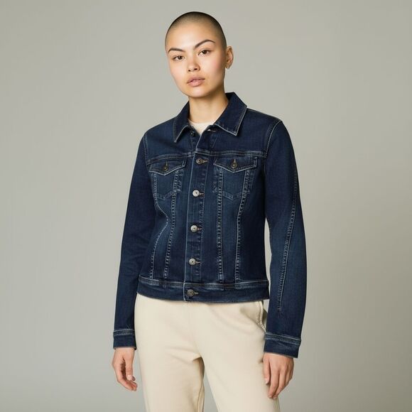 AG Adriano Goldschmied Mirah Denim Jacket Women Small Blue Stretch Jean Trucker - Picture 2 of 8